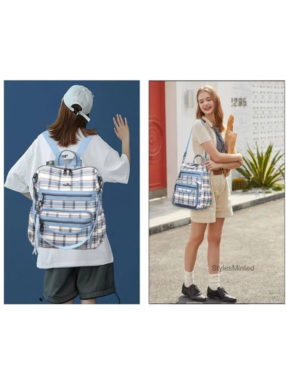 PU Leather Zipper Casual Backpack Purse Women's Vegan Leather Shoulder Bag